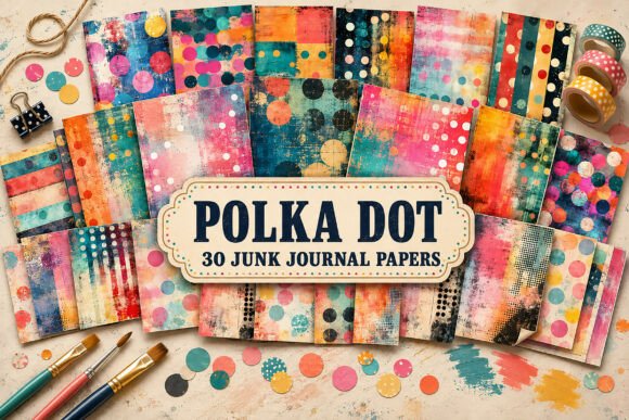 Grunge Polka Dot Junk Journal Papers Graphic Textures By Artistry Haven