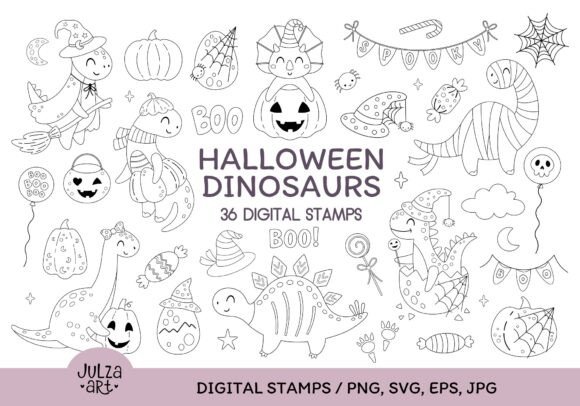 Halloween Dinosaurs Coloring Book