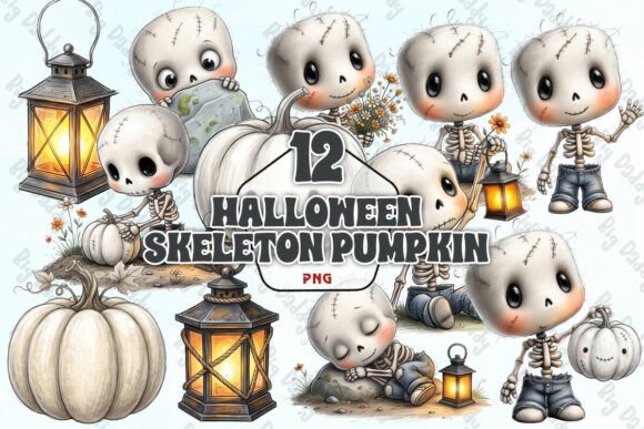 Halloween Skeleton Pumpkin Clipart Illustration Illustrations Imprimables Par Big Daddy