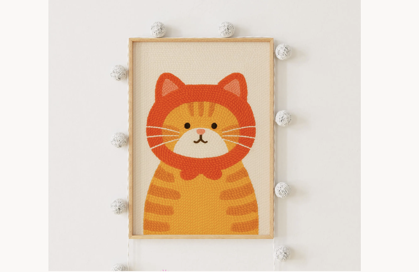 Hooded Tabby Cat Punch Needle Pattern