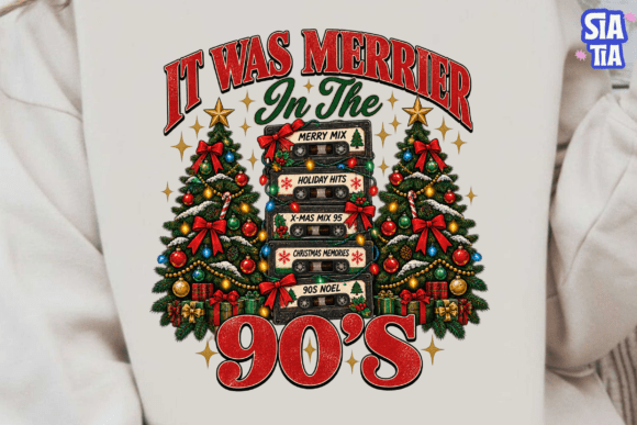 It Was Merrier 90s Christmas PNG Tee