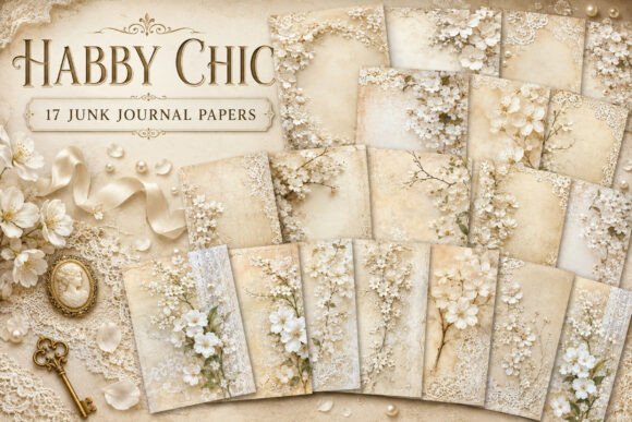 Ivory Lace Floral Journal Junk Papers
