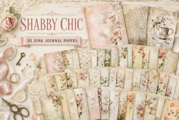 Ivory Lace Floral Journal Junk Papers