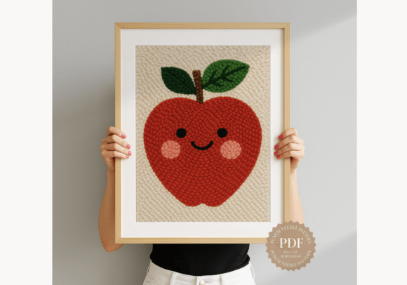 Kawaii Apple Punch Needle Pattern