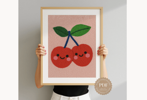 Kawaii Cherries Punch Needle Pattern