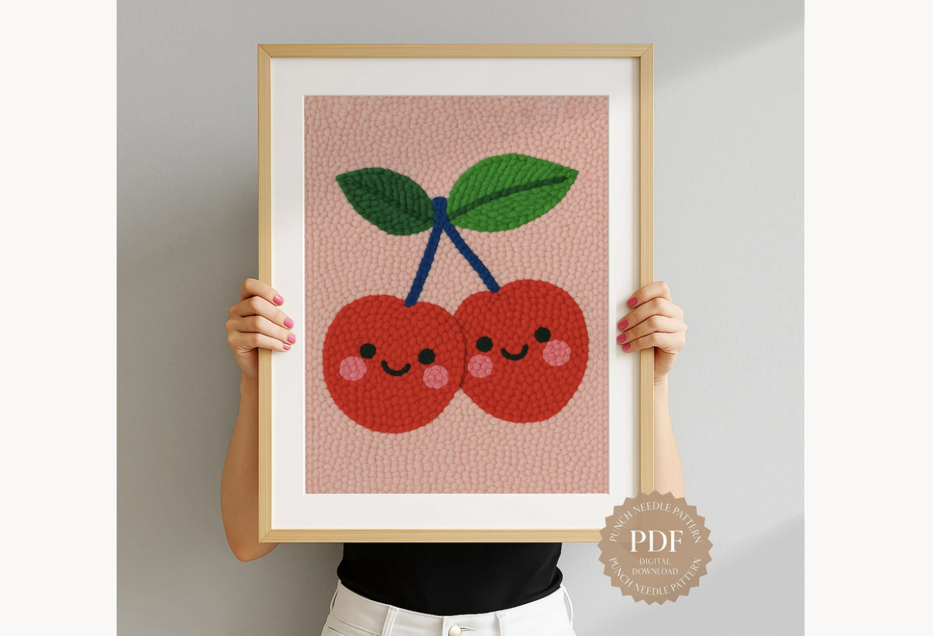 Kawaii Cherries Punch Needle Pattern