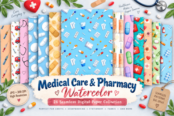 Medical Care & Pharmacy Watercolor