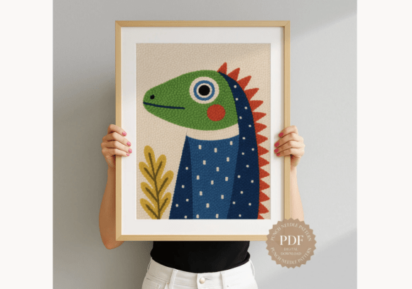 Modern Iguana Punch Needle Pattern