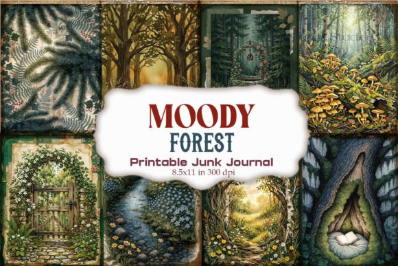 Moody Forest Junk Journal Pages