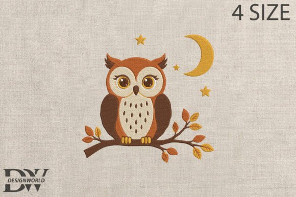Night Owl Embroidery Design