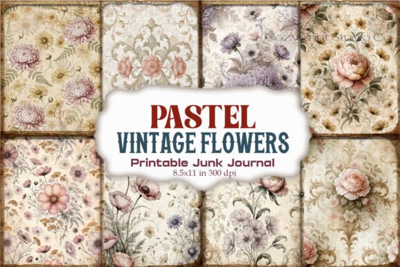 Pastel Vintage Floral Damask Junk Journa