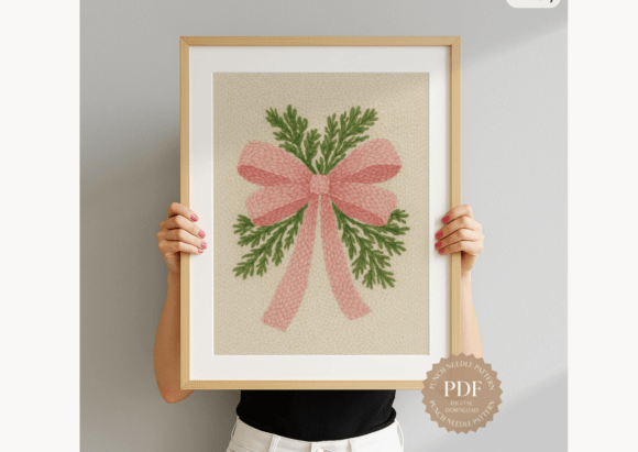 Pine and Bow Punch Needle Pattern