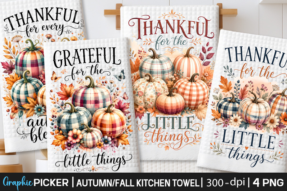 Plaid Pumpkins, Fall Thanksgiving Towel
