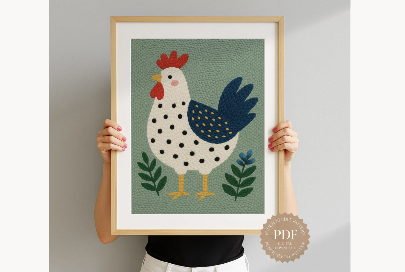 Polka Dot Hen Punch Needle Pattern