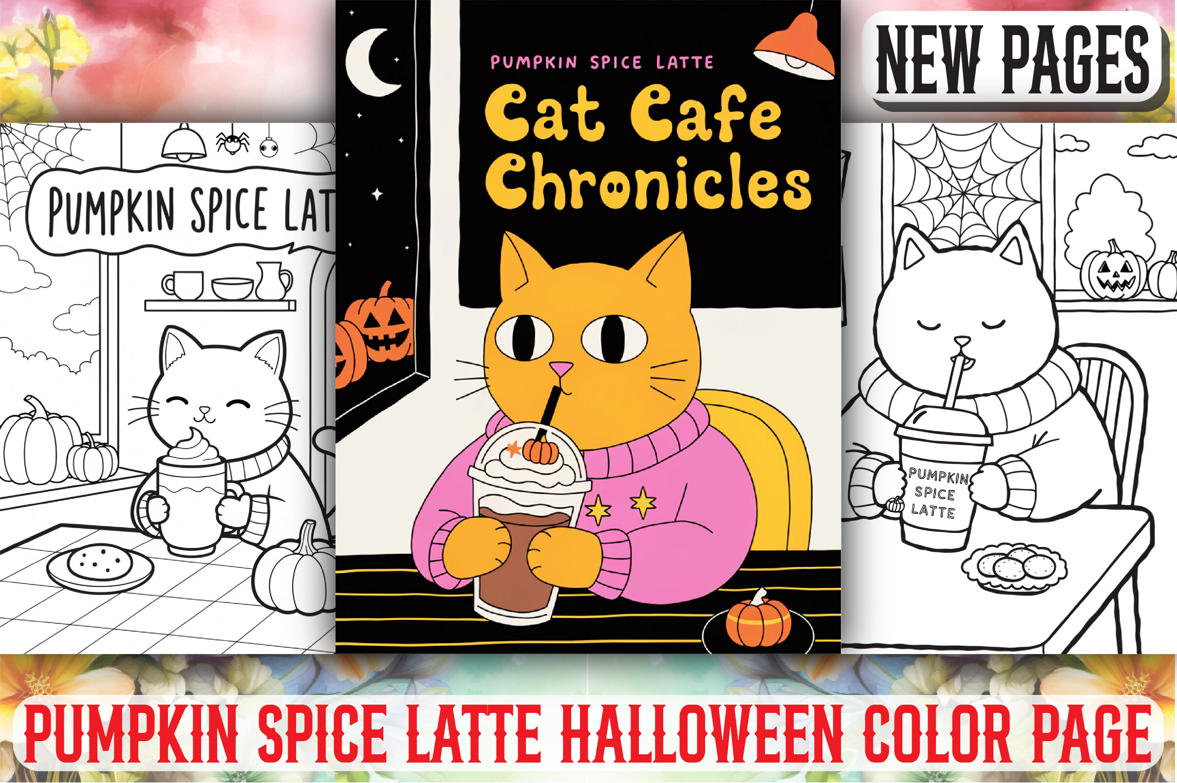 Pumpkin Spice Latte Halloween Color Page