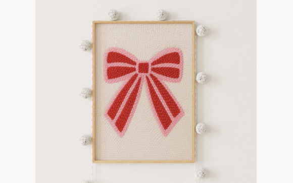 Red Holiday Bow Punch Needle Pattern
