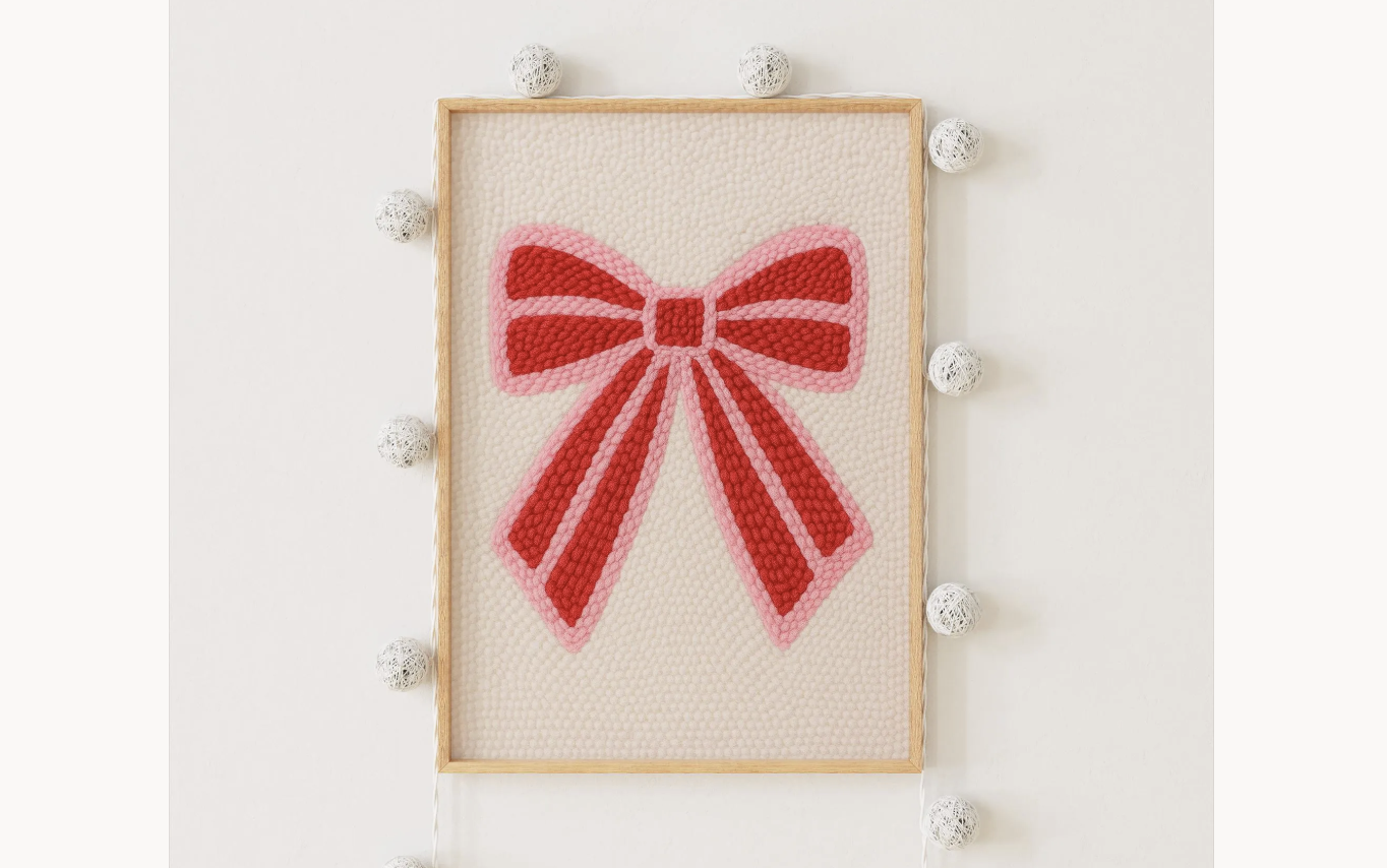 Red Holiday Bow Punch Needle Pattern