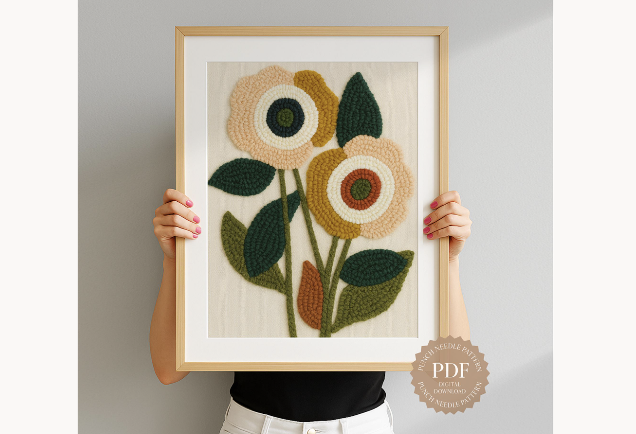Retro Florals Punch Needle Pattern