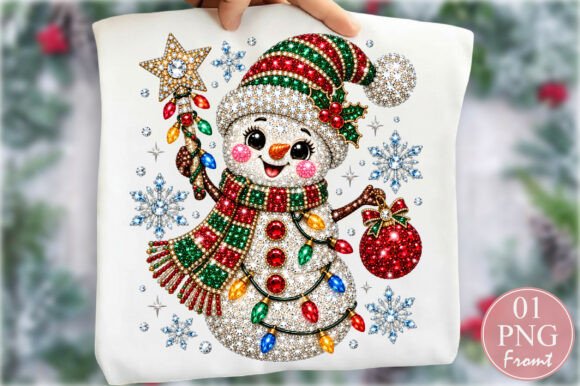 Rhinestone Christmas Snowman PNG