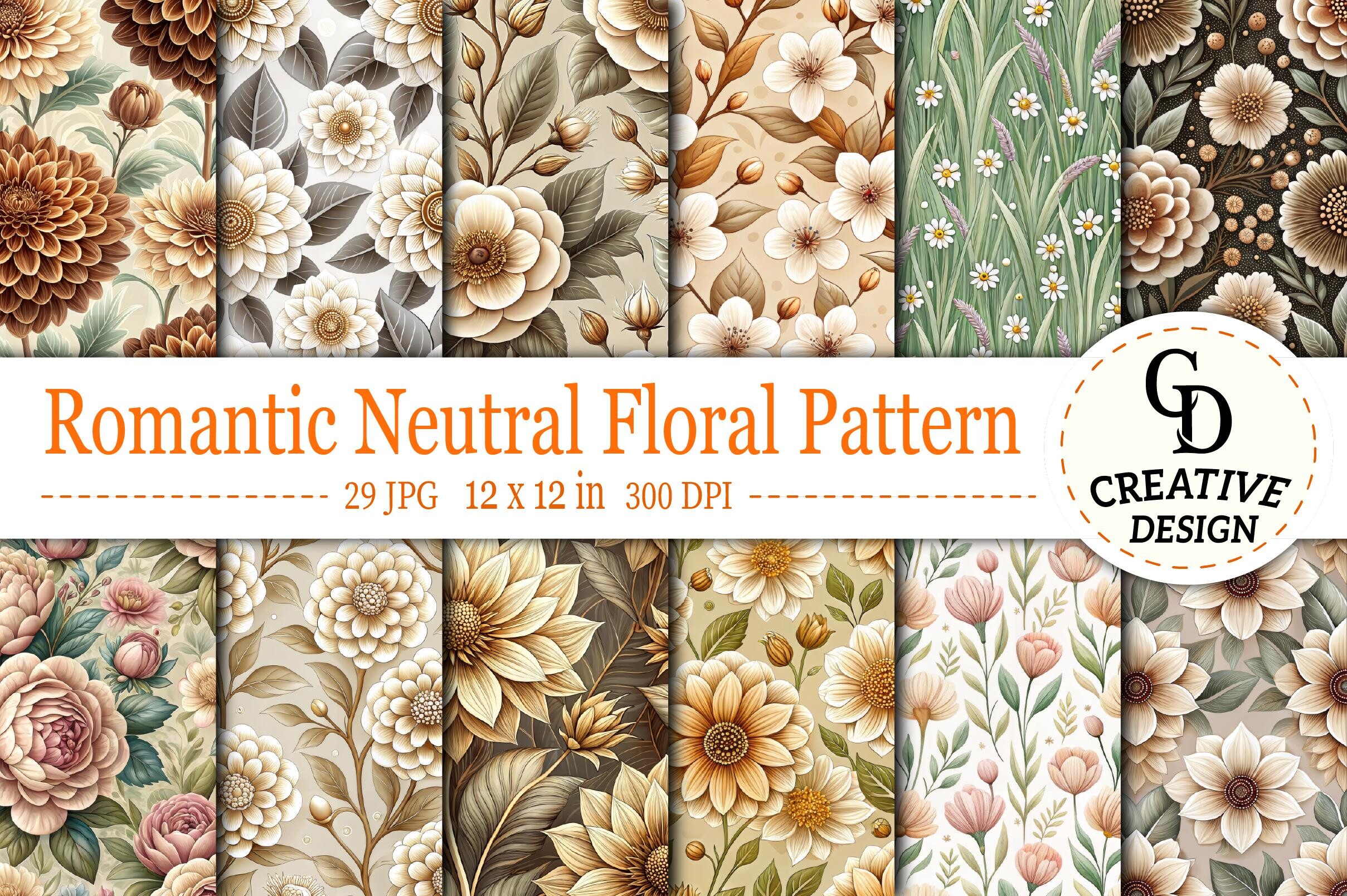 Romantic Neutral Floral Pattern