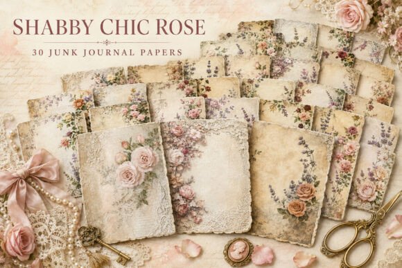 Rose and Lavender Junk Journal Papers