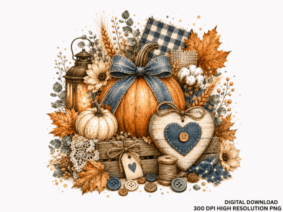 Rustic Fall Pumpkin Harvest Clipart Sets