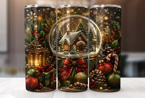 Rustic Snow Globe Christmas Tumbler Wrap