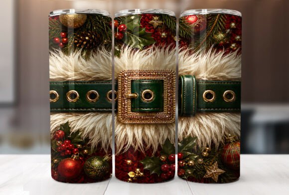 Santa Belt Christmas Tumbler Wrap PNG Grafica Custodie per bicchieri Di Begum Creation