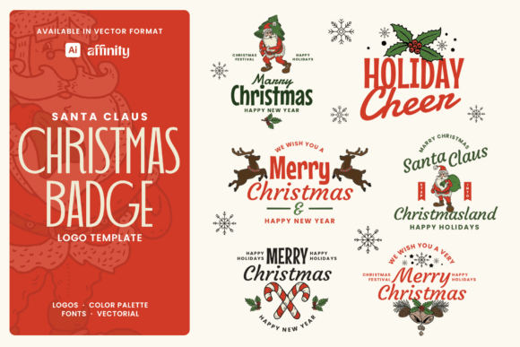 Santa Claus Christmas Badge Bundle