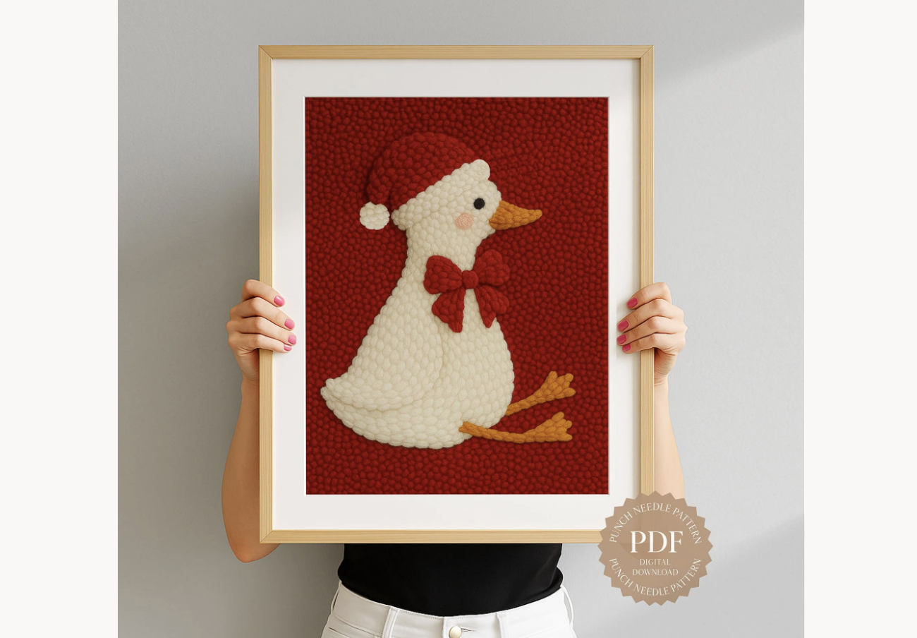 Santa Hat Duck Punch Needle Pattern