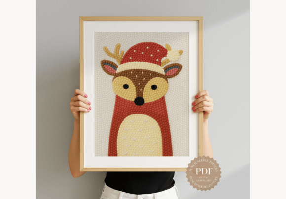 Santa Hat Reindeer Punch Needle Pattern