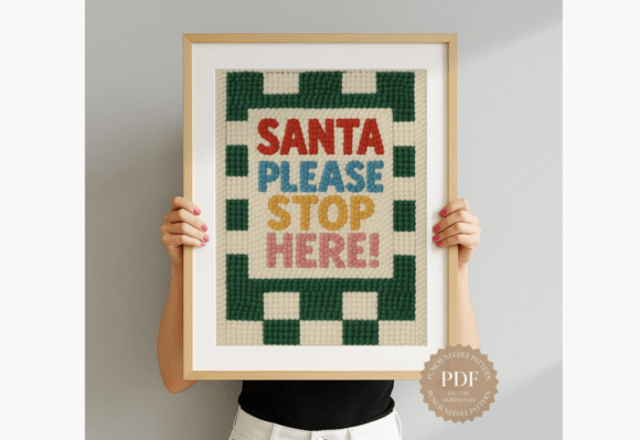 Santa Stop Sign Punch Needle Pattern