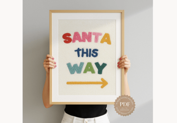 Santa This Way Punch Needle Pattern