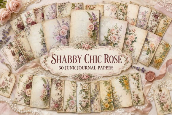 Shabby Chic Floral Junk Journal Papers