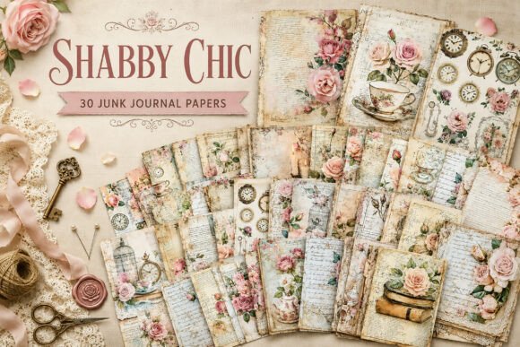 Shabby Chic Garden Junk Journal Papers