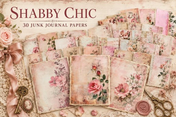 Shabby Chic Pink Floral Junk Journal