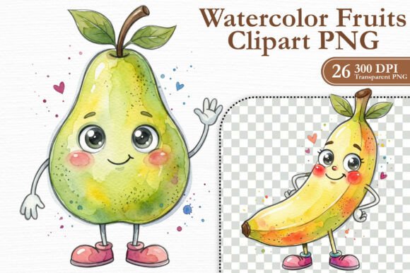 Smiling Kawaii Fruits Clipart PNG