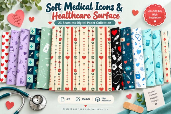 Soft Medical Icons & Healthcare Pattern