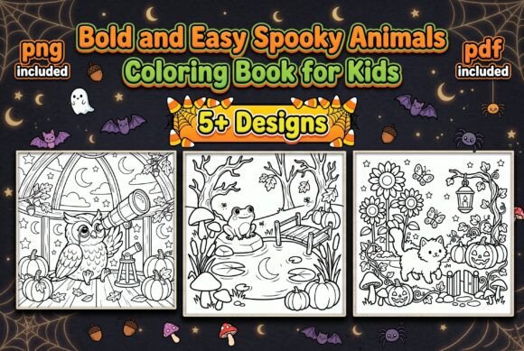 Spooky Animals Coloring Book for Kids