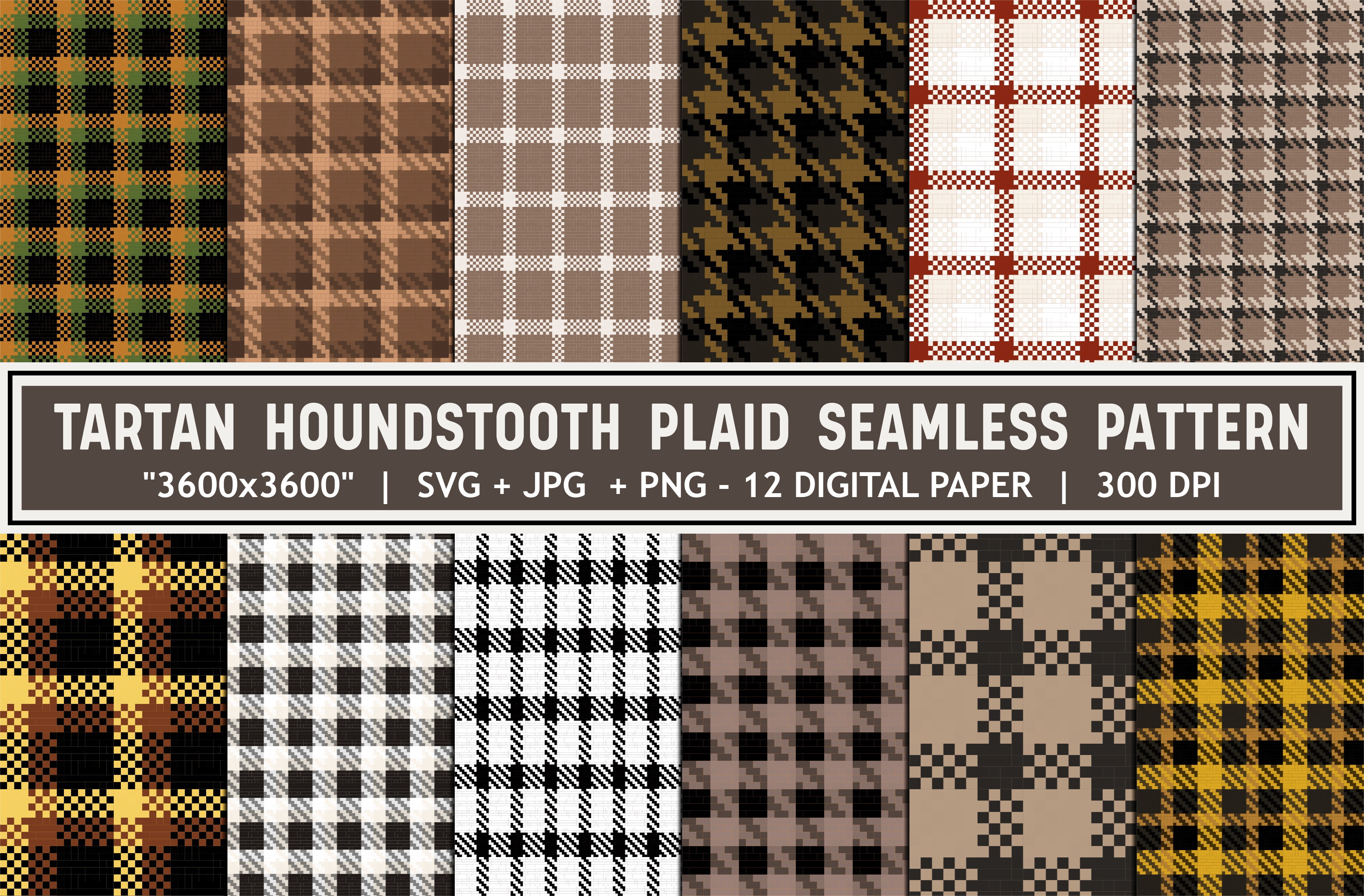 Tartan Houndstooth Plaid Pattern Set