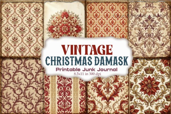 Vintage Christmas Damask Junk Journal