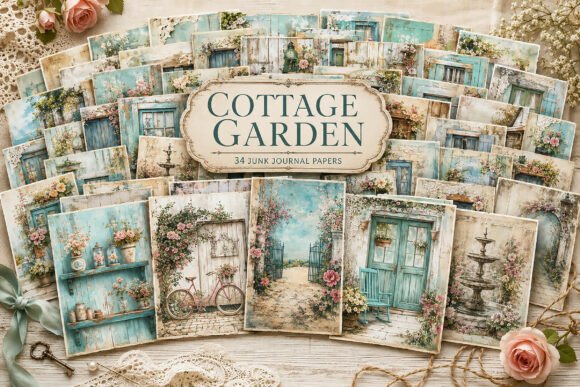 Vintage Cottage Garden Digital Papers