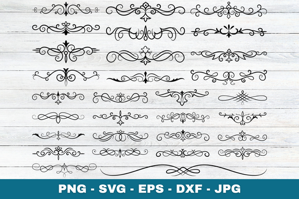 Vintage Flourish Text Divider SVG Bundle