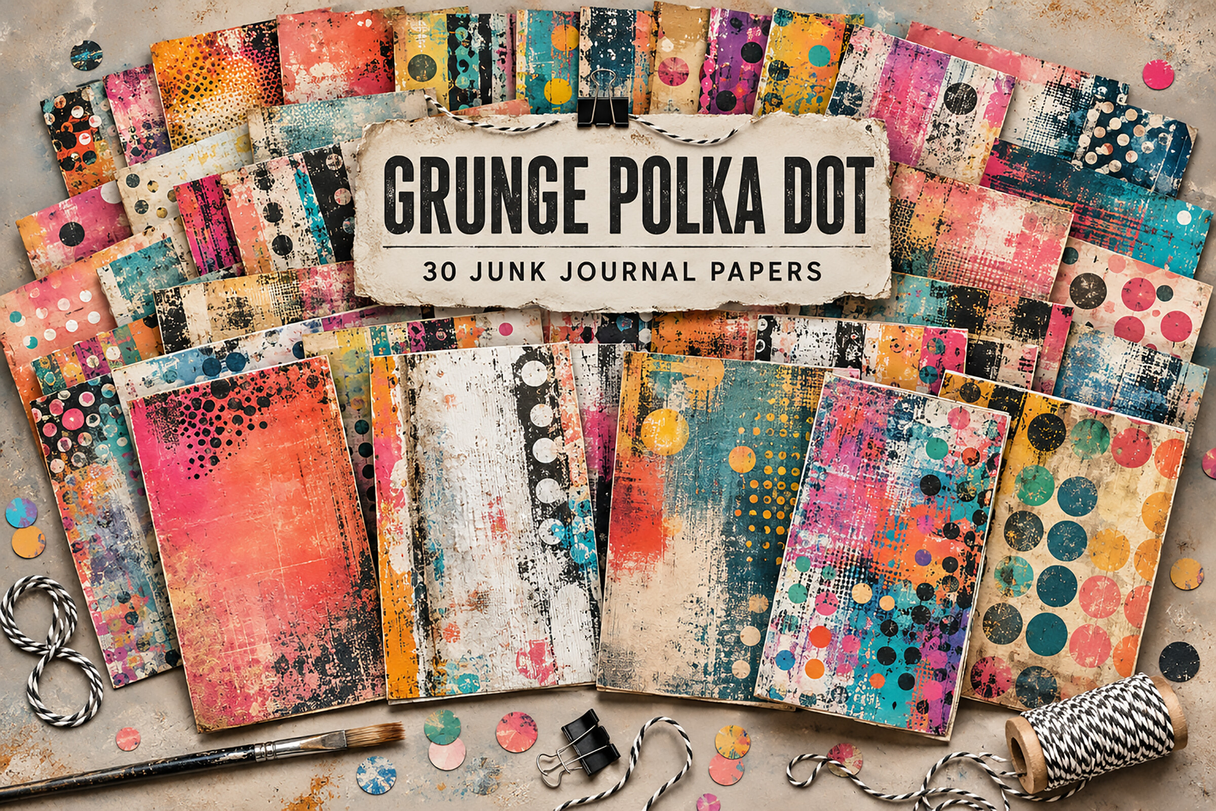 Vintage Polka Dot Digital Papers