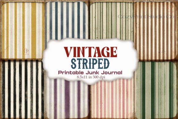 Vintage Striped Pattern Junk Journal