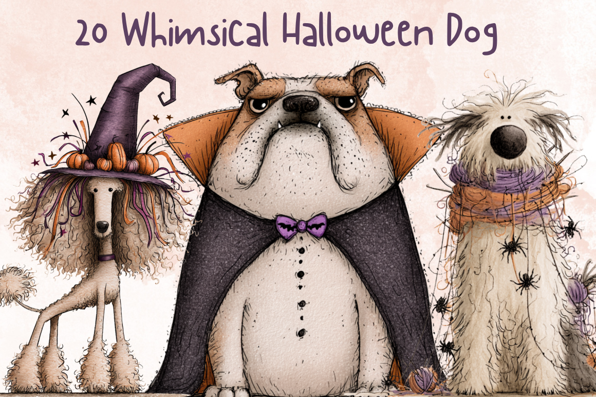 Whimsical Halloween Dog Clipart