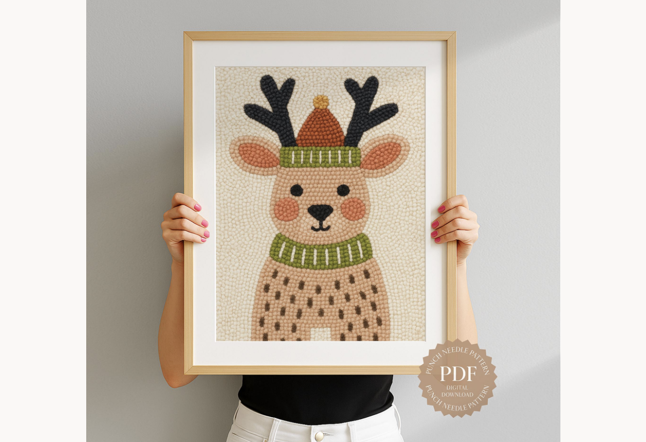 Winter Reindeer Punch Needle Pattern