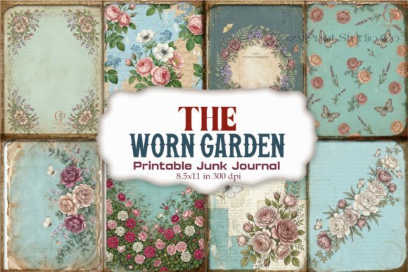 Worn Vintage Garden Floral Junk Journal