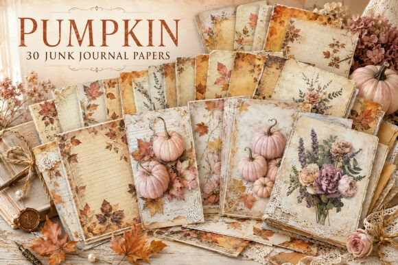 Autumn Pumpkin Junk Journal Papers