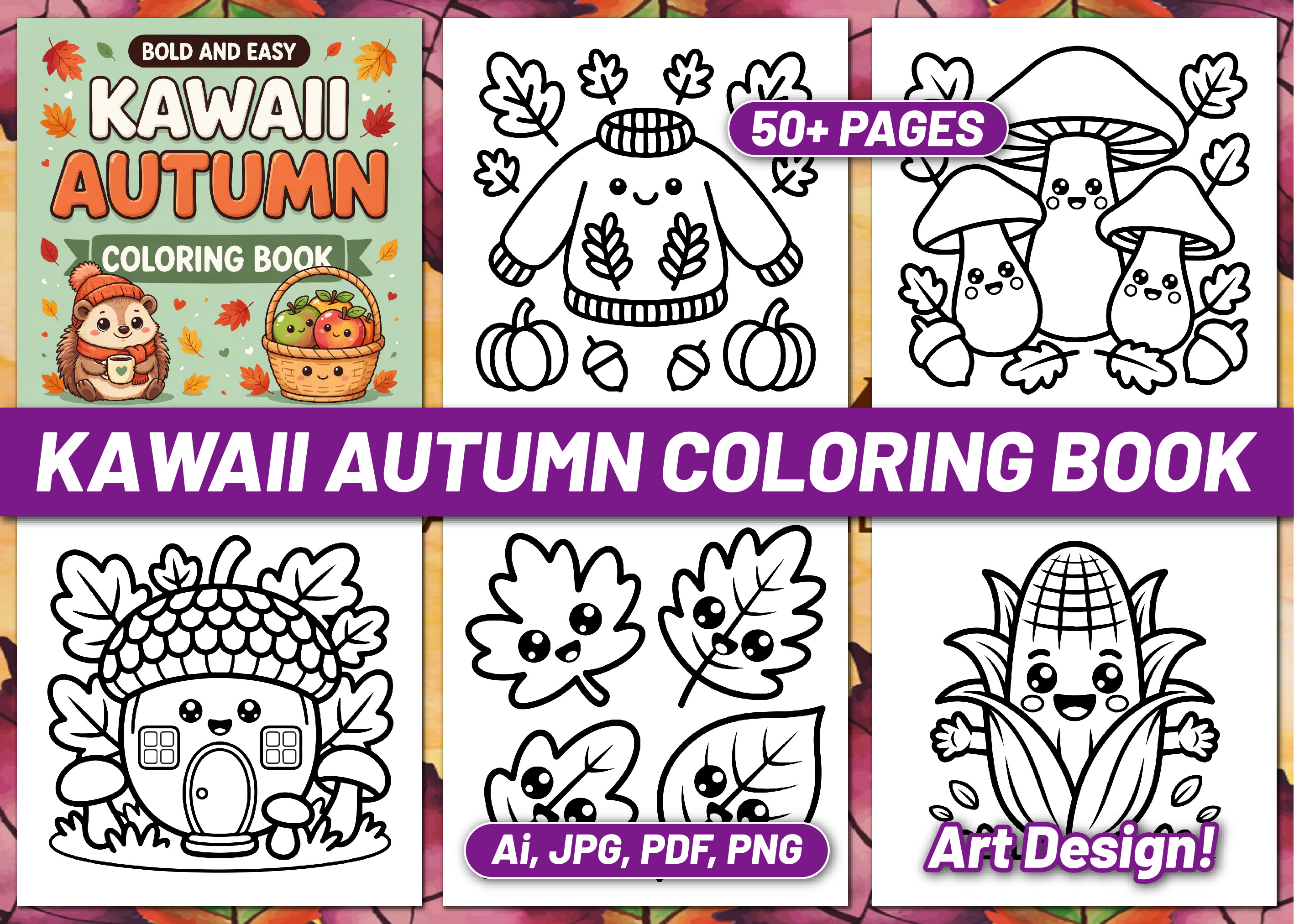 BOLD EASY KAWAII AUTUMN COLORING BOOK